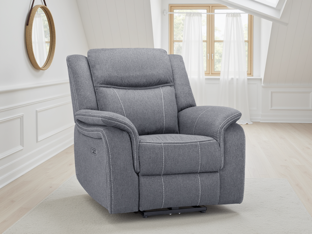 Galaxy Tech Electric Recliner Armchair Grey Fabric Armchair