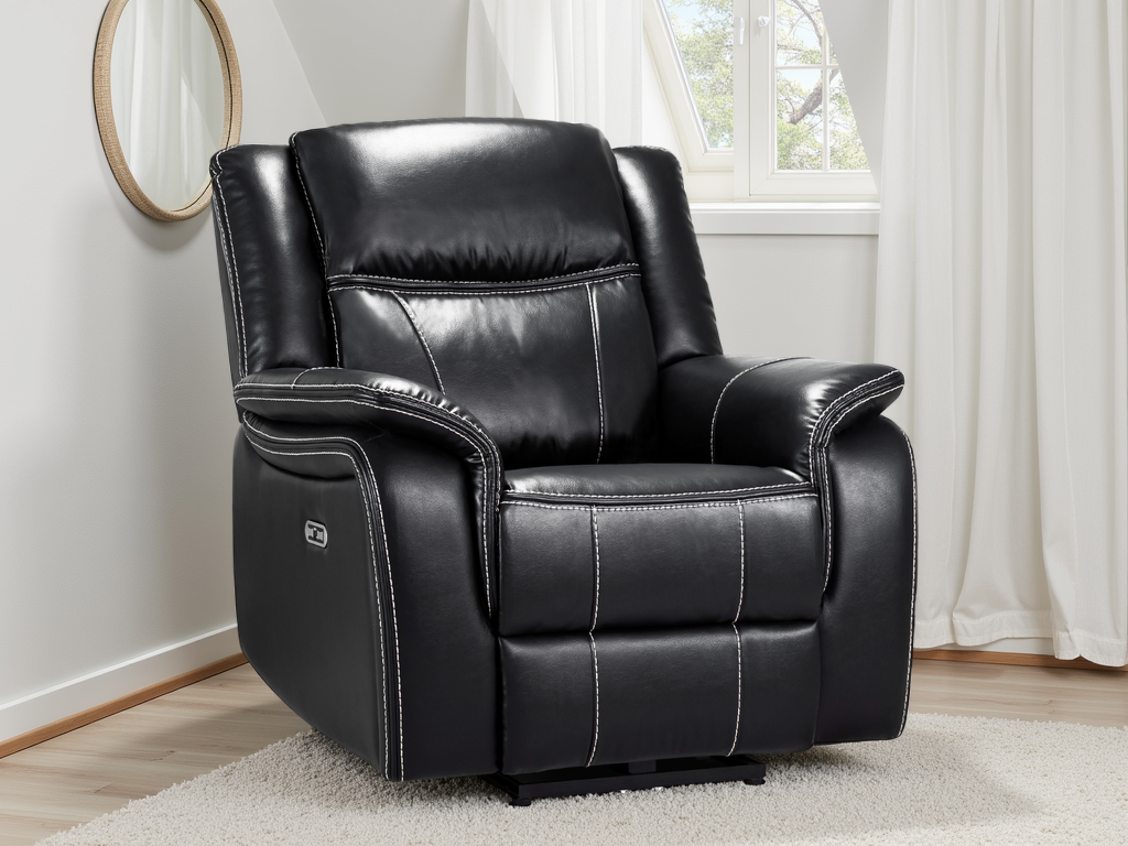 Galaxy Tech Electric Recliner Armchair Black Leather Armchair