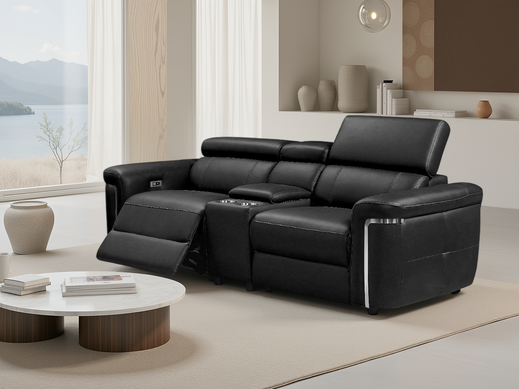 Somerville Electric Recliner Black Sofa