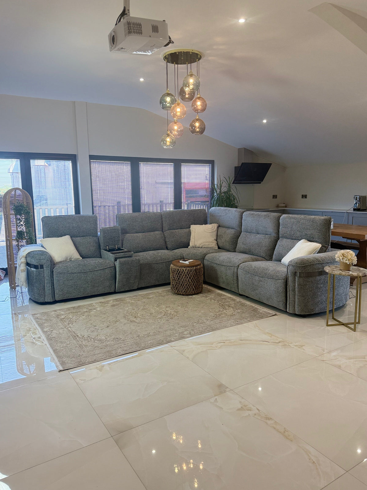 Bicester Modular Electric Recliner Sofa Grey Large Corner