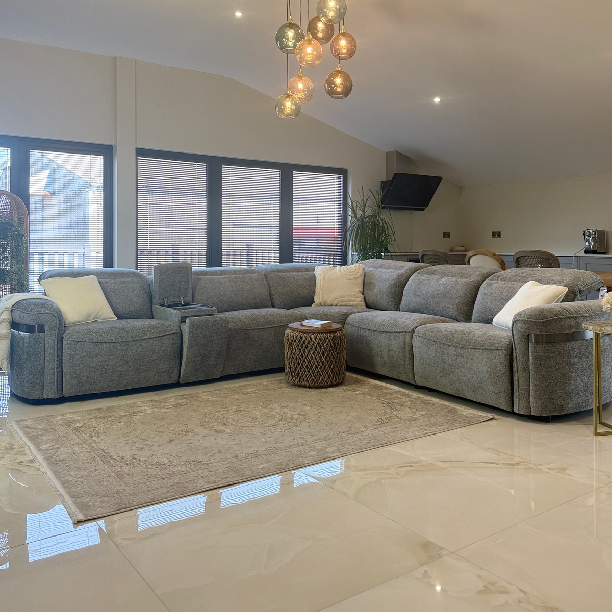Bicester Modular Electric Recliner Sofa Grey Large Corner