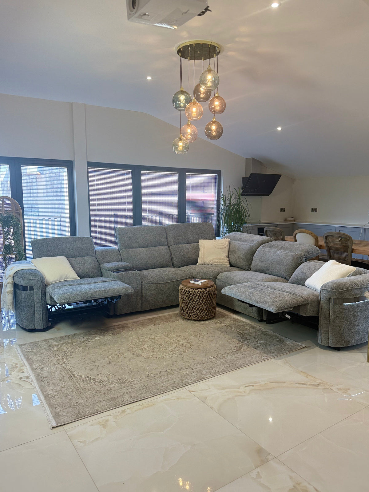 Bicester Modular Electric Recliner Sofa Grey Large Corner