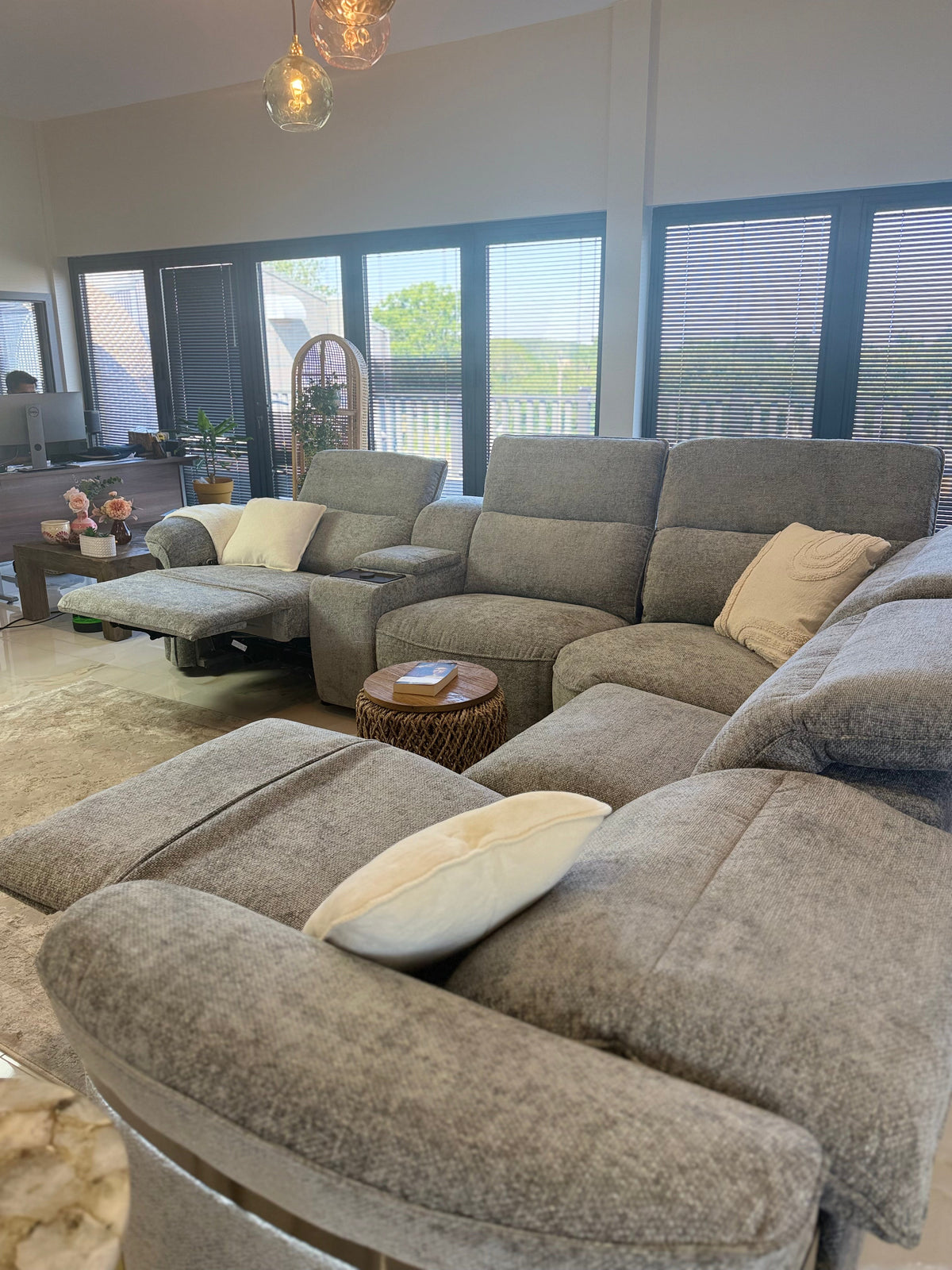 Bicester Modular Electric Recliner Sofa Grey Large Corner