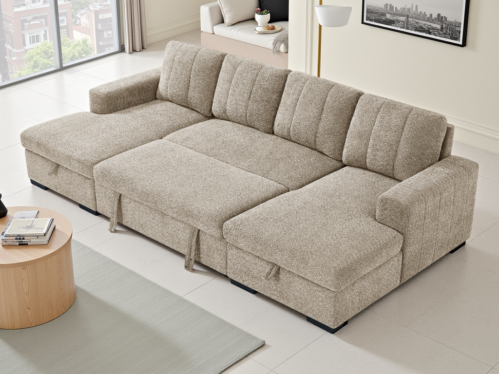 Como Sofabed Beige U Shape Corner