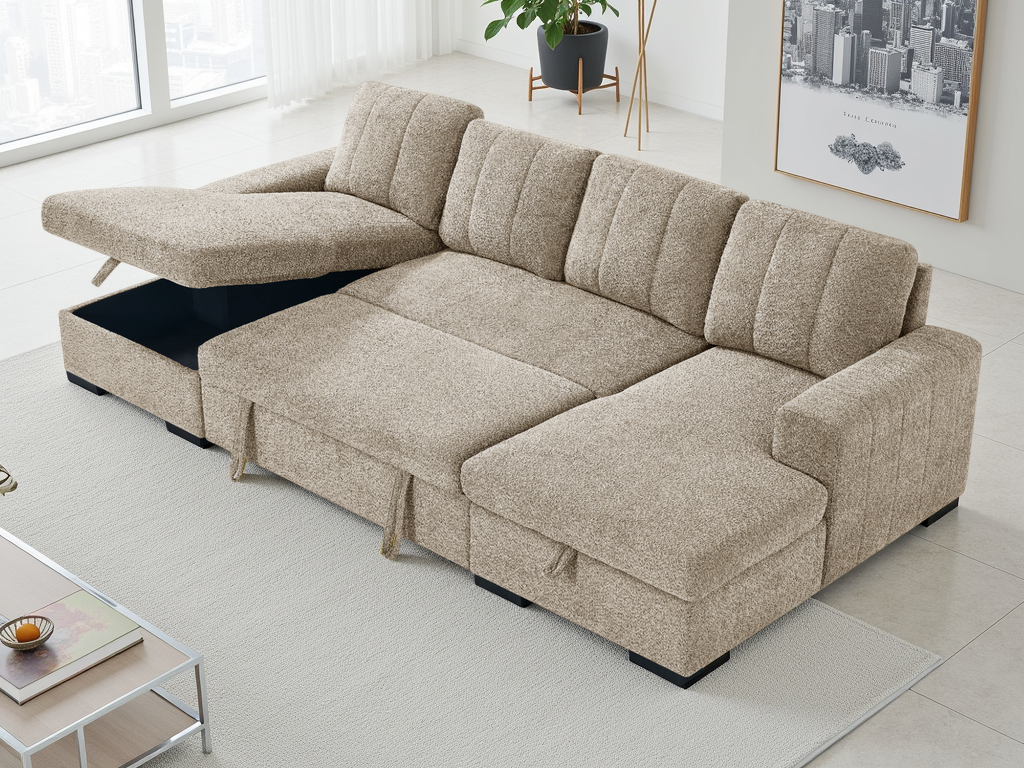 Como Sofabed Beige U Shape Corner