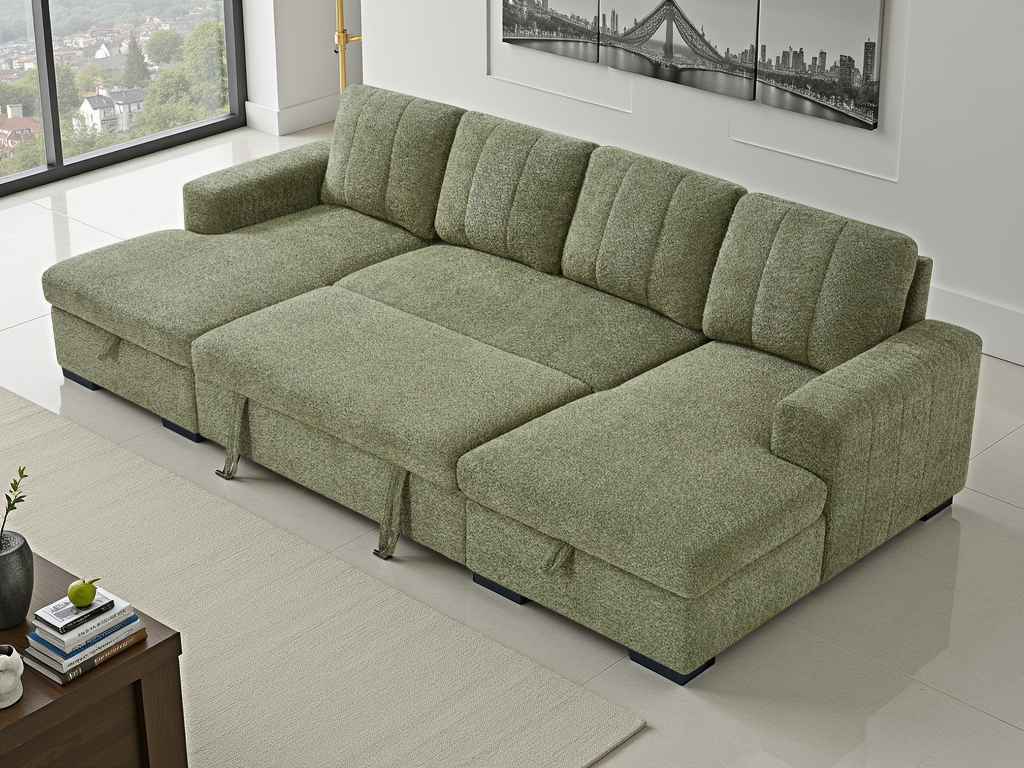 Como Sofabed Green U Shape Corner