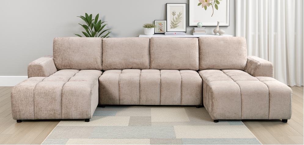 Shanghai Luxury Beige U Shape Corner Sofabed