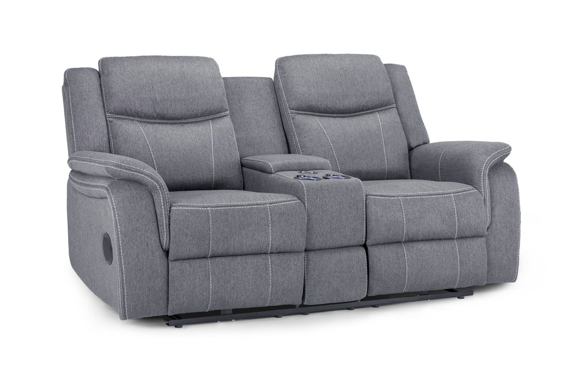 Galaxy Tech Electric Recliner Grey Fabric Sofa