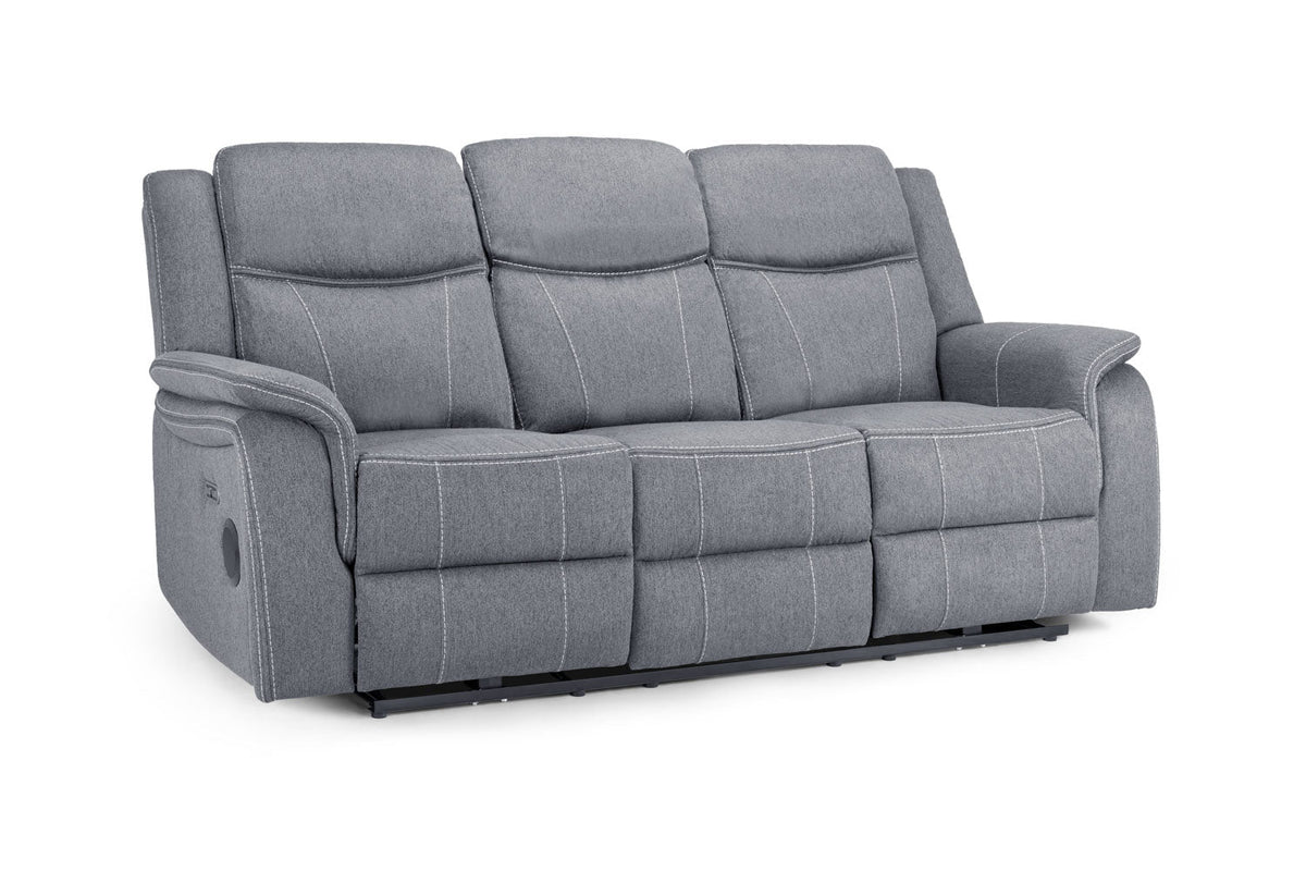 Galaxy Tech Electric Recliner 3 Seater Grey Fabric 3 Seater