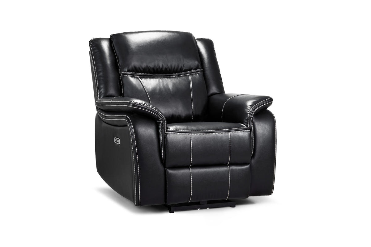 Galaxy Tech Electric Recliner Armchair Black Leather Armchair