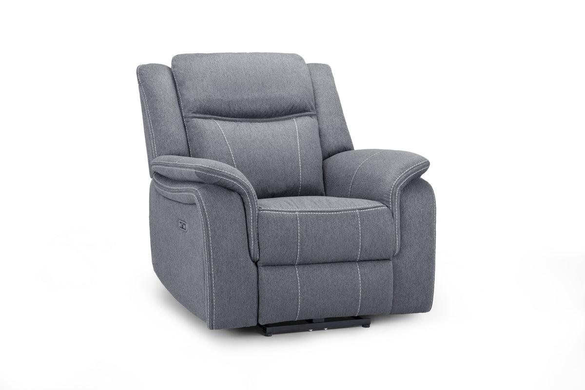 Galaxy Tech Electric Recliner Armchair Grey Fabric Armchair