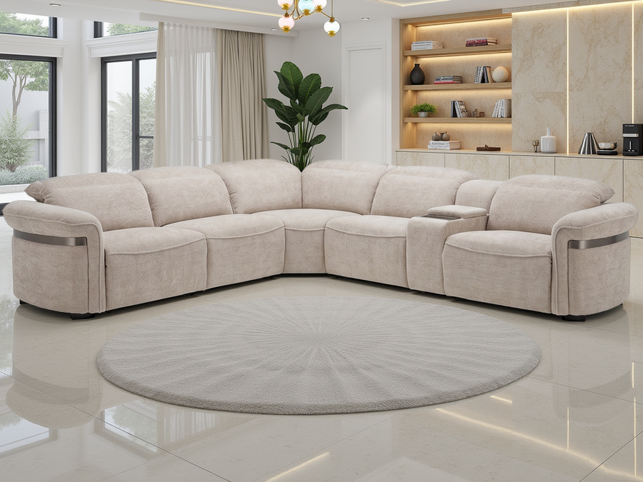 Bicester Modular Electric Recliner Sofa Beige Large Corner