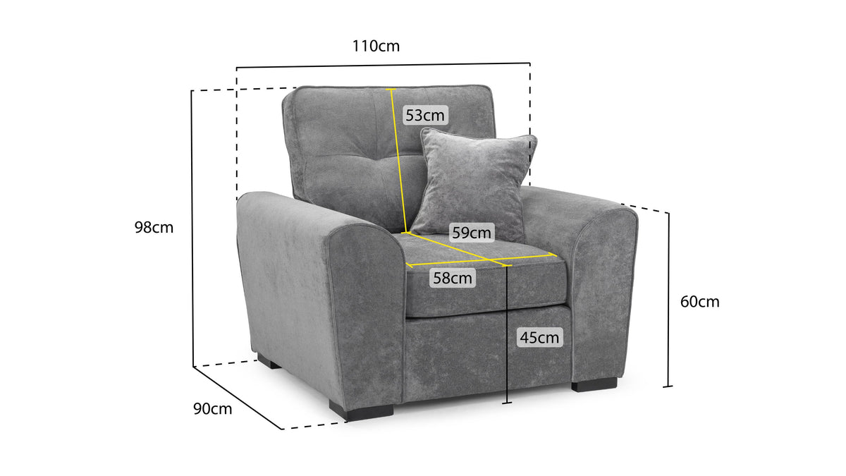 Maxwell Sofa Grey Armchair Armchair