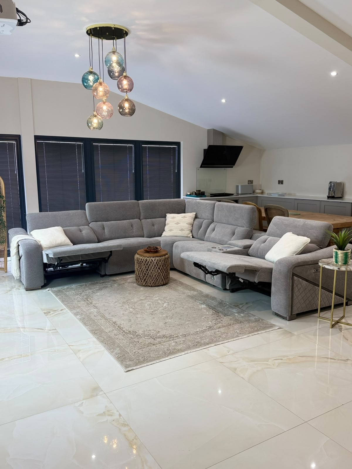 Ohio Modular Electric Recliner Sofa Grey Large Corner